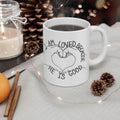 I Am Loved Because HE is Good Handwritten Heart Mug | Inspirational Ceramic Coffee Cup