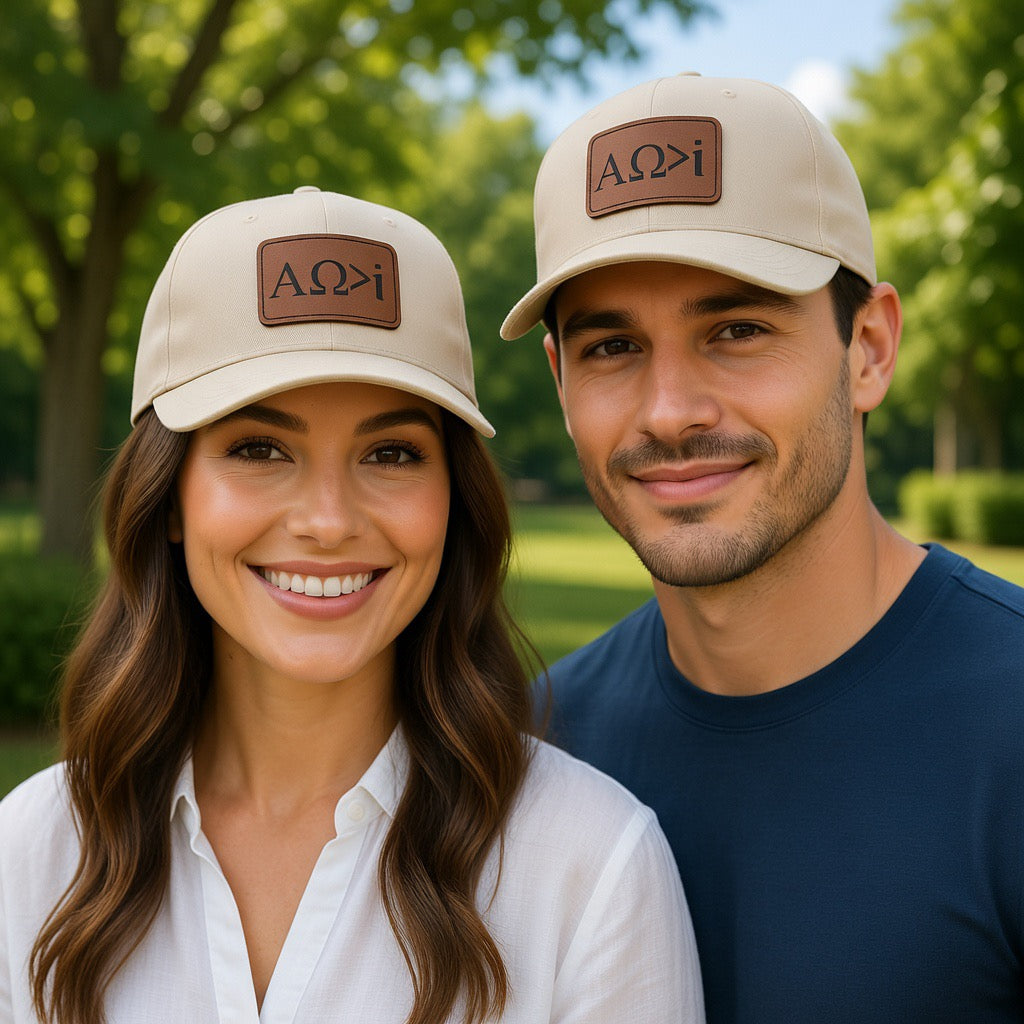 Alpha Omega Greater Leather Patch Baseball Cap, Christian Faith Hat, Yeshua, Jesus Is King Merch, Mens womans, Faith over fear greater than