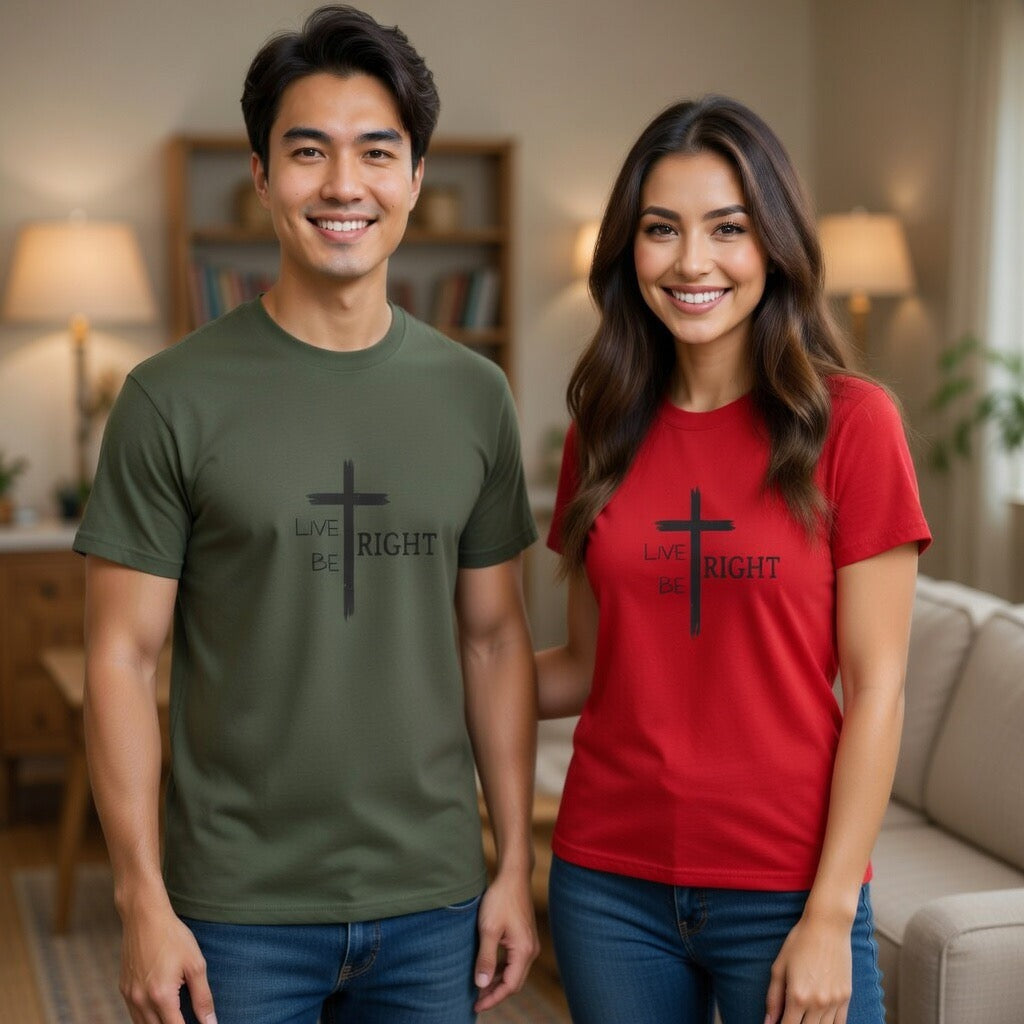 Live Right Be Right T-Shirt | Text Christian Faith Shirt, Christian Boho Shirt, Old Rugged Cross, Faith Shirt, Yeshua, Pastor gift