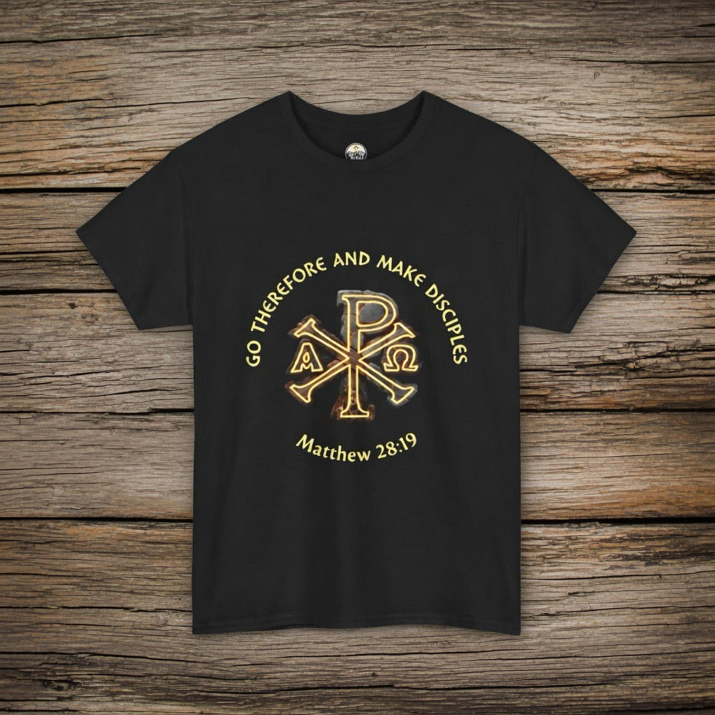 Go Therefore and Make Disciples Matthew 28:19 T-Shirt | Chi Rho Symbol  | Fathers Day , Teen boy birthday gift, Pastor Youth leader