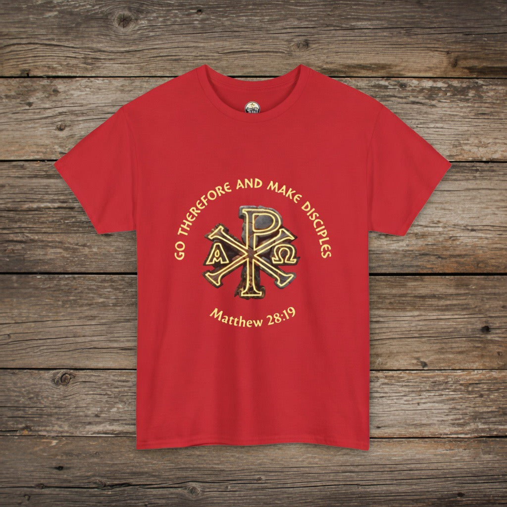 Go Therefore and Make Disciples Matthew 28:19 T-Shirt | Chi Rho Symbol  | Fathers Day , Teen boy birthday gift, Pastor Youth leader
