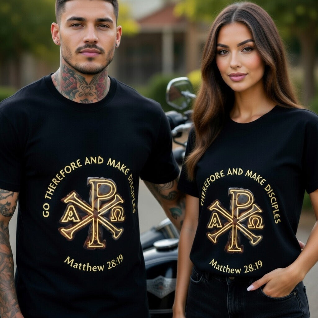 Go Therefore and Make Disciples Matthew 28:19 T-Shirt | Chi Rho Symbol  | Fathers Day , Teen boy birthday gift, Pastor Youth leader