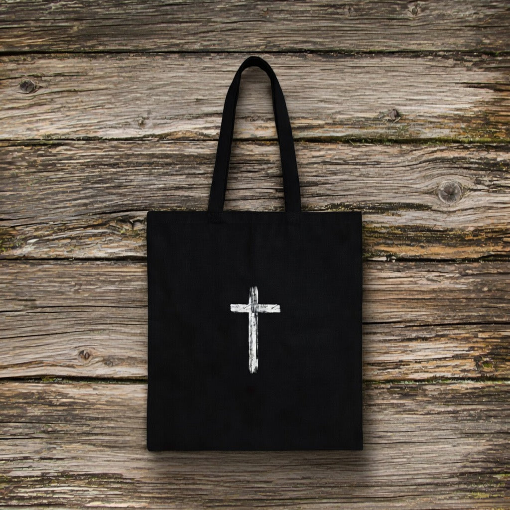 Distressed White Cross canvas Tote Bag| Cotton Canvas Religious Faith Tote|Christian Religious Gift Church God grocery farmers market laptop