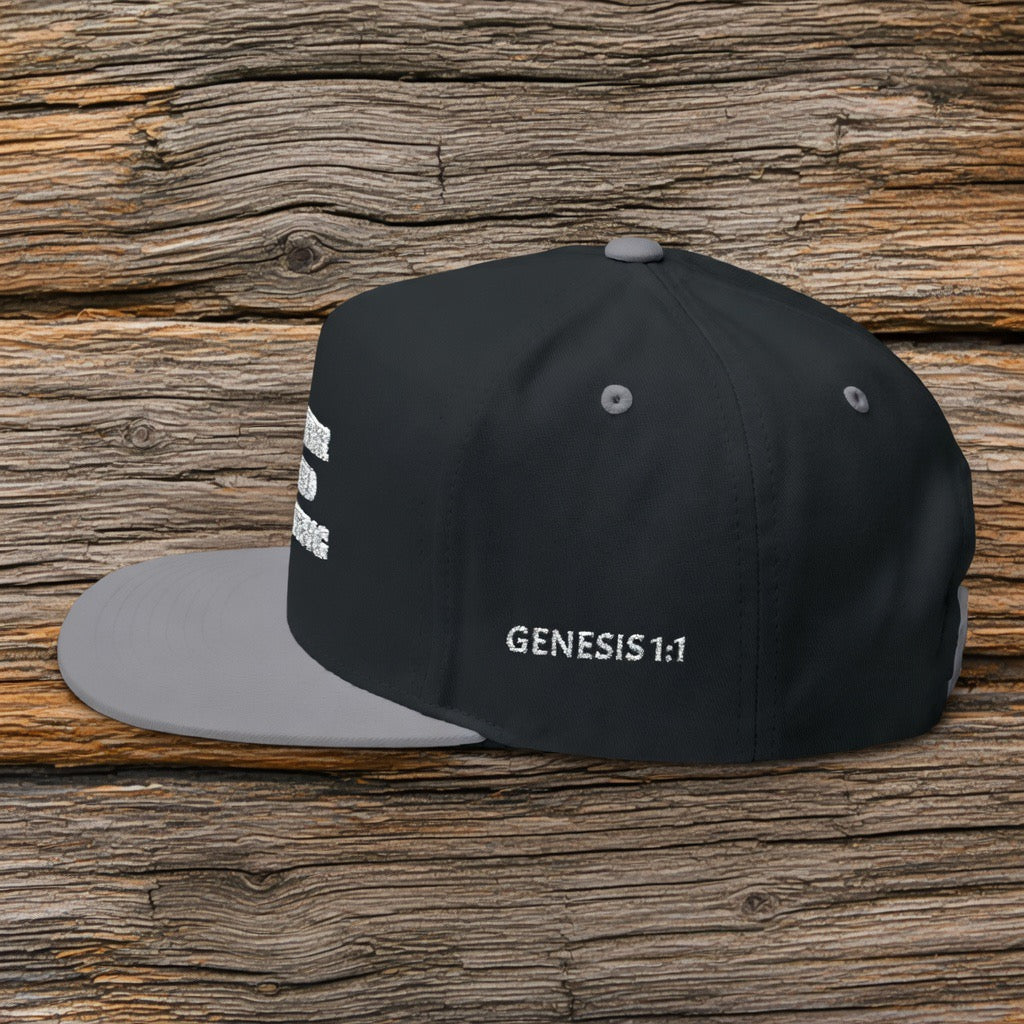 My Father Created Everything Flat Bill Cap | Genesis 1:1 Embroidered Hat