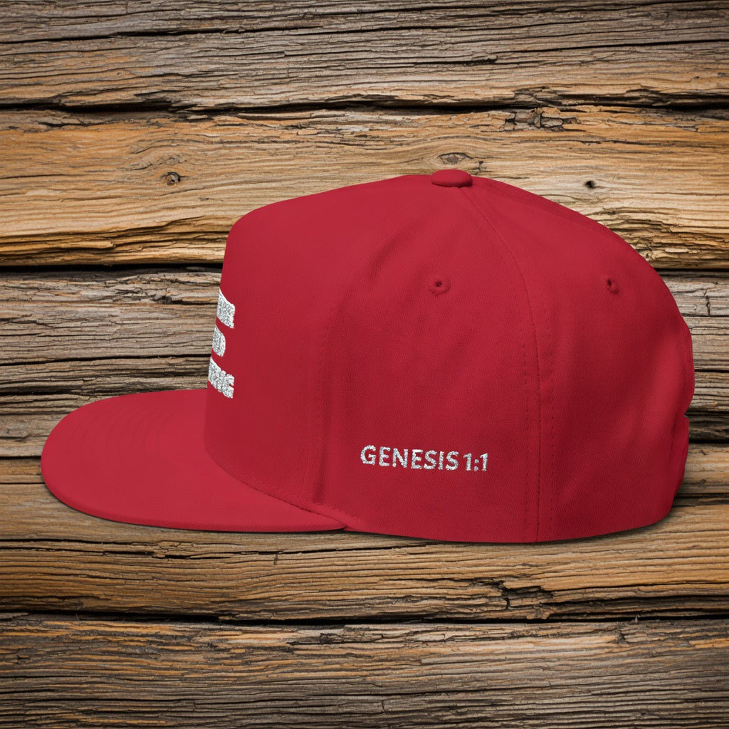 My Father Created Everything Flat Bill Cap | Genesis 1:1 Embroidered Hat