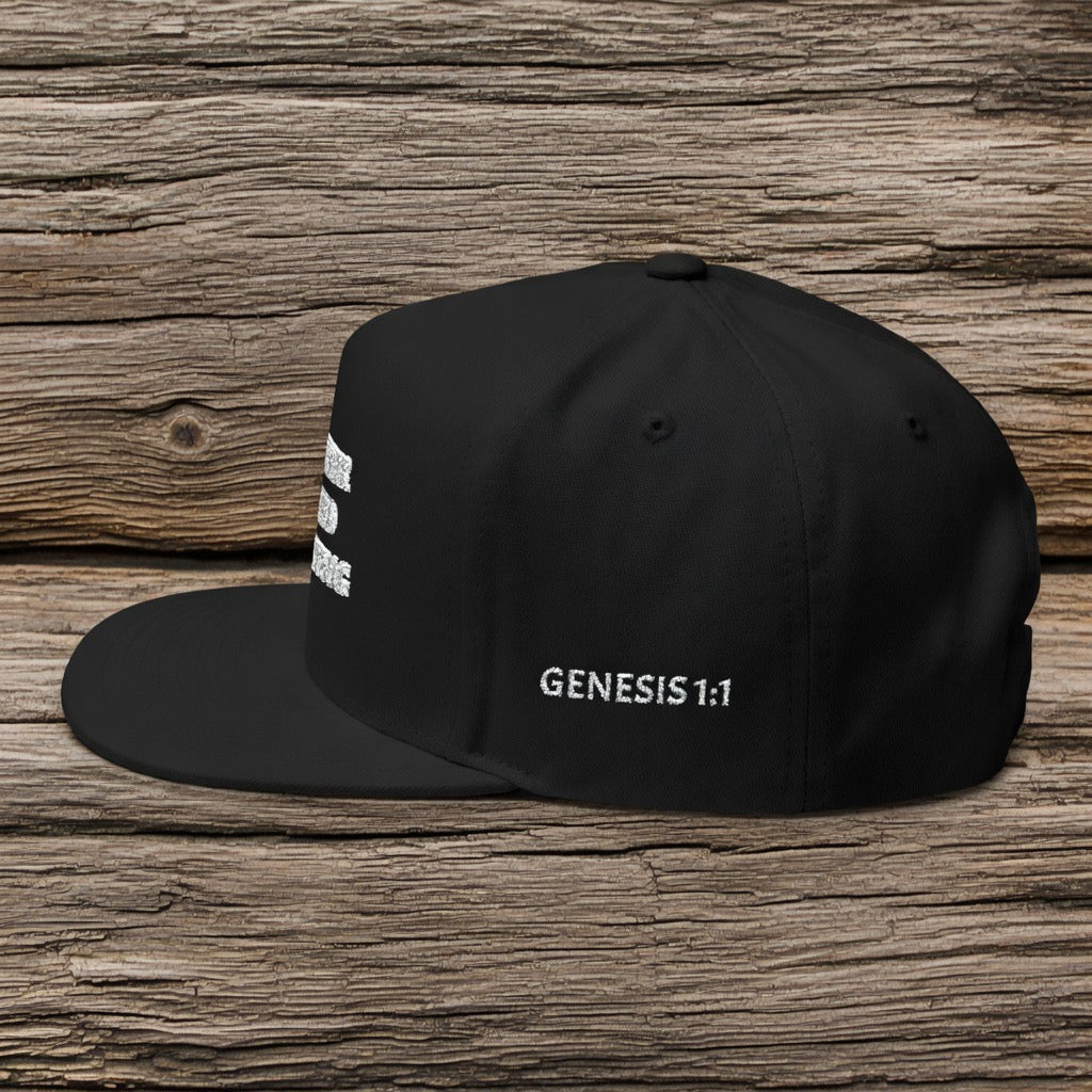 My Father Created Everything Flat Bill Cap | Genesis 1:1 Embroidered Hat