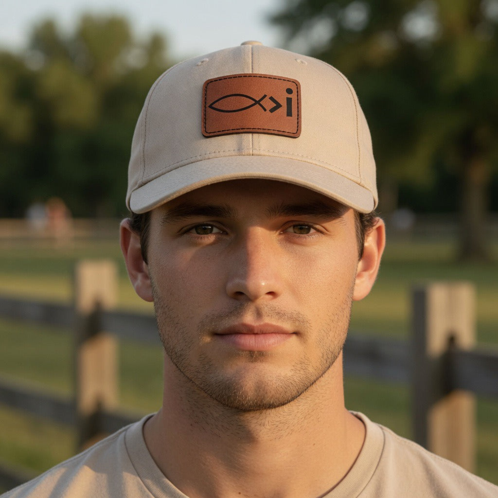 Jesus Greater symbol Baseball Cap | Leather Patch