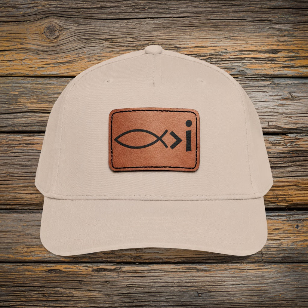 Jesus Greater symbol Baseball Cap | Leather Patch
