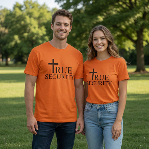 Cross with "True Security" design T-Shirt | Christian faith tee | Christian Faith| Jesus Is The Only Way, Fathers Day, Pastor, Salvation