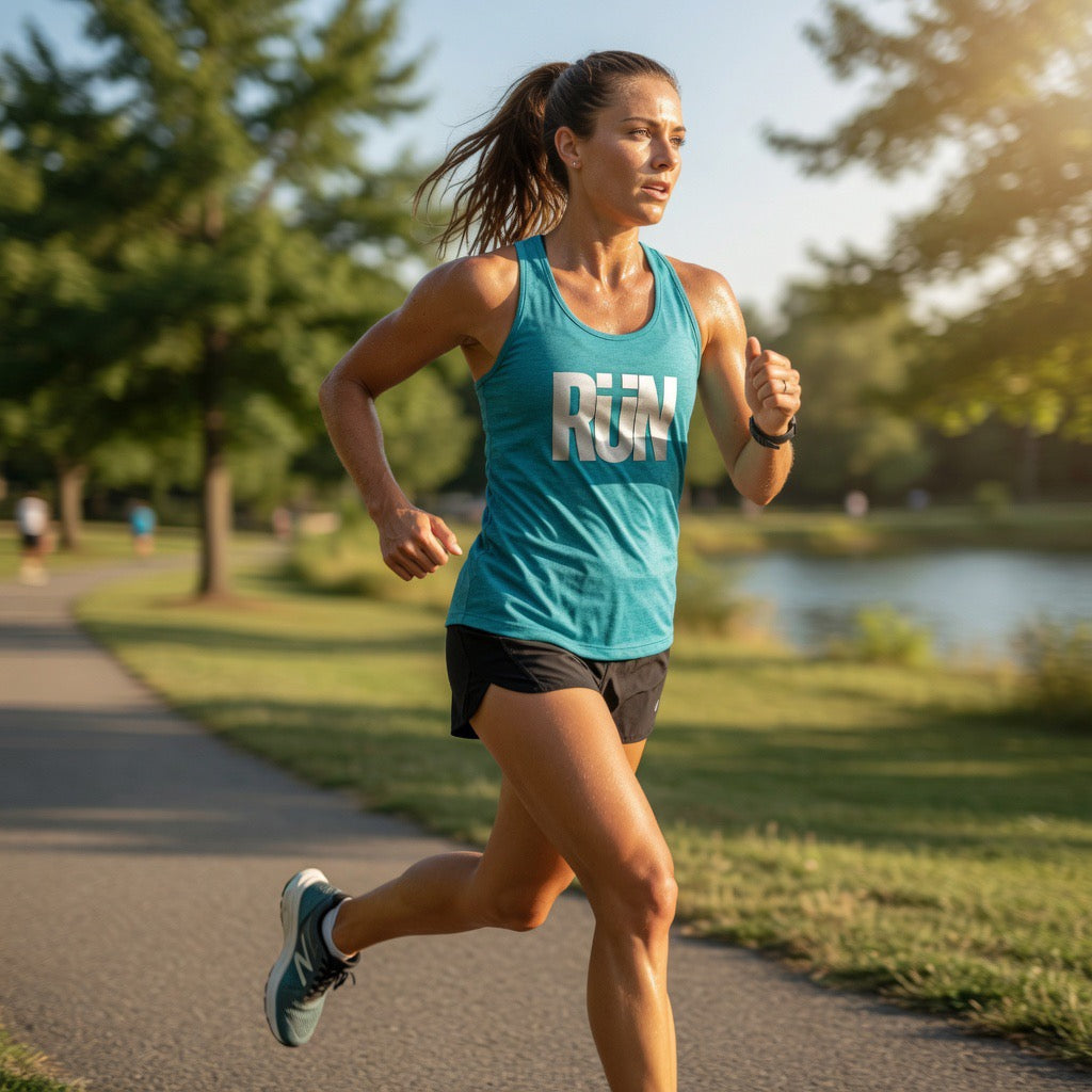 Women's RUN Graphic Cross Tank Tank| Running Tank, Athletic apparel Shirt, Mothers Day Gift, Christian Faith Tank, Jesus Yeshua