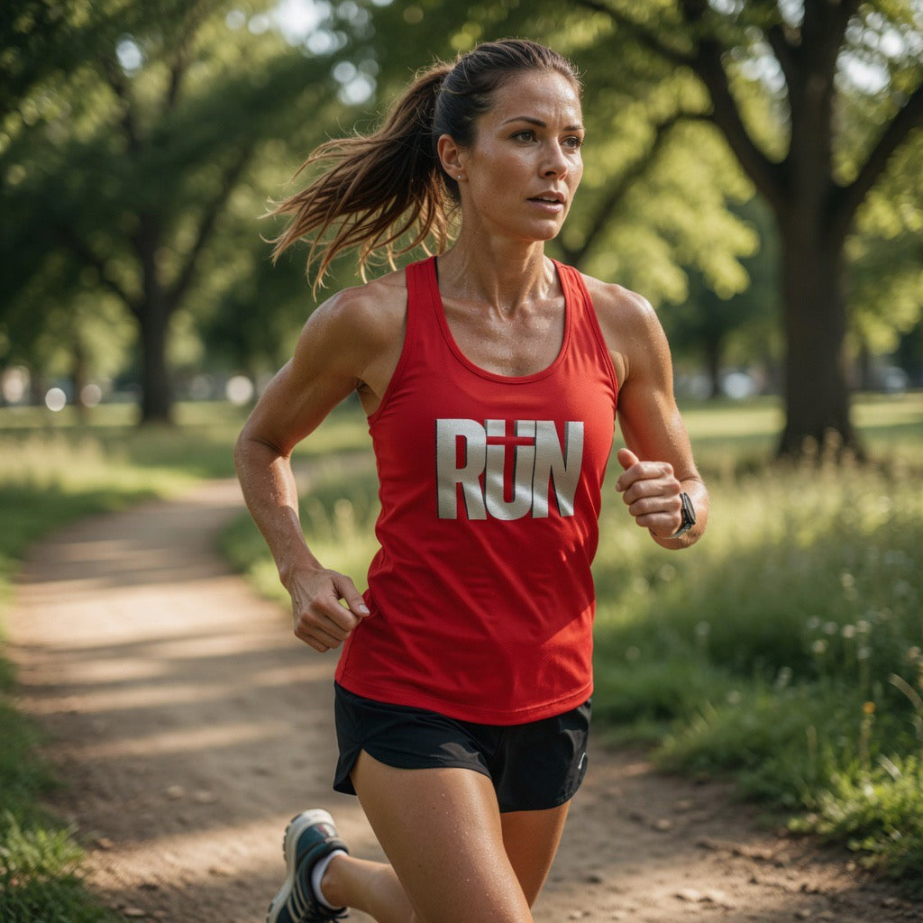 Women's RUN Graphic Cross Tank Tank| Running Tank, Athletic apparel Shirt, Mothers Day Gift, Christian Faith Tank, Jesus Yeshua
