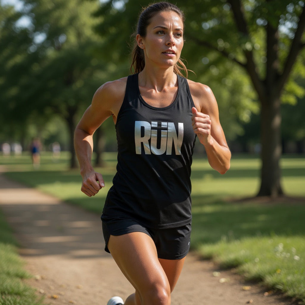 Women's RUN Graphic Cross Tank Tank| Running Tank, Athletic apparel Shirt, Mothers Day Gift, Christian Faith Tank, Jesus Yeshua