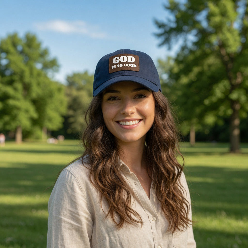 God Is So Good Dad Hat with Leather Patch | Faith Hat