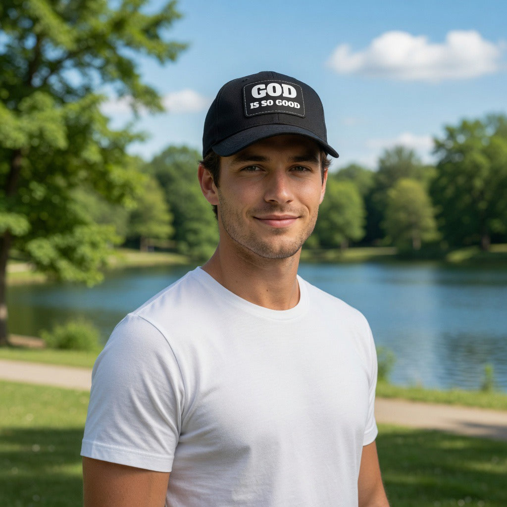 God Is So Good Dad Hat with Leather Patch | Faith Hat