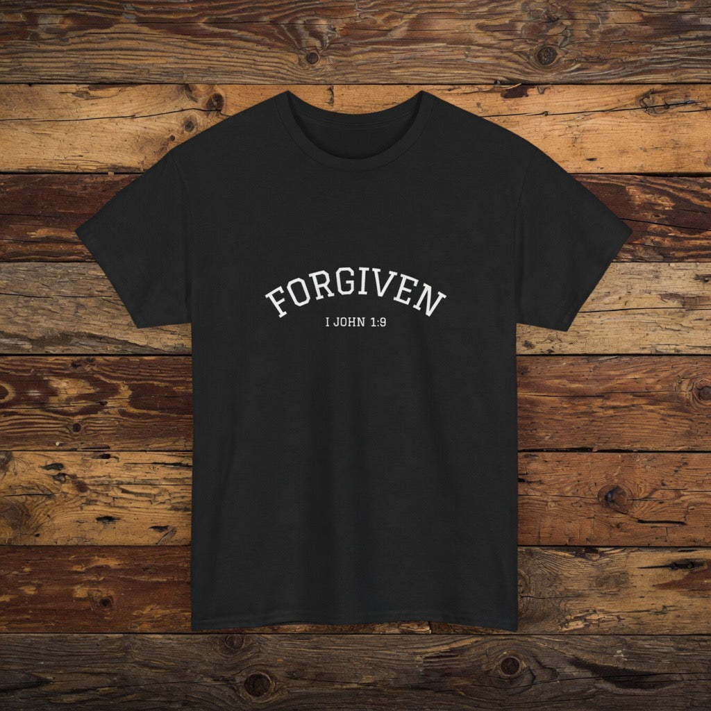 Forgiven 1 John 1:9 Tee | Christian Faith Shirt, Jesus Loves You, Save a Life | Jesus Yeshua, John 3 16 University style
