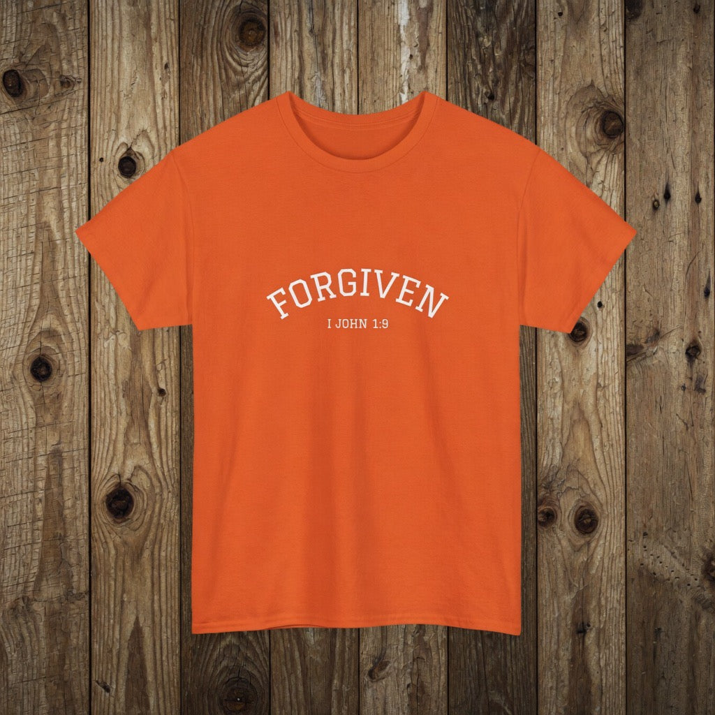 Forgiven 1 John 1:9 Tee | Christian Faith Shirt, Jesus Loves You, Save a Life | Jesus Yeshua, John 3 16 University style