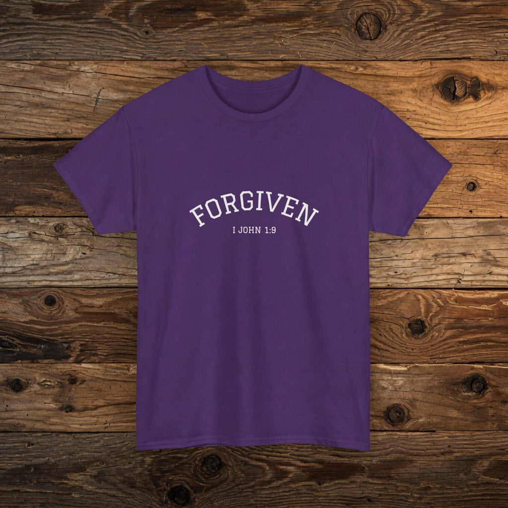 Forgiven 1 John 1:9 Tee | Christian Faith Shirt, Jesus Loves You, Save a Life | Jesus Yeshua, John 3 16 University style
