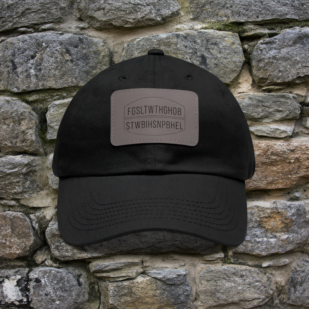 John 3:16 LETTER CAL Leather Patch Dad Hat, Rectangle Patch Baseball Cap | Embossed Text
