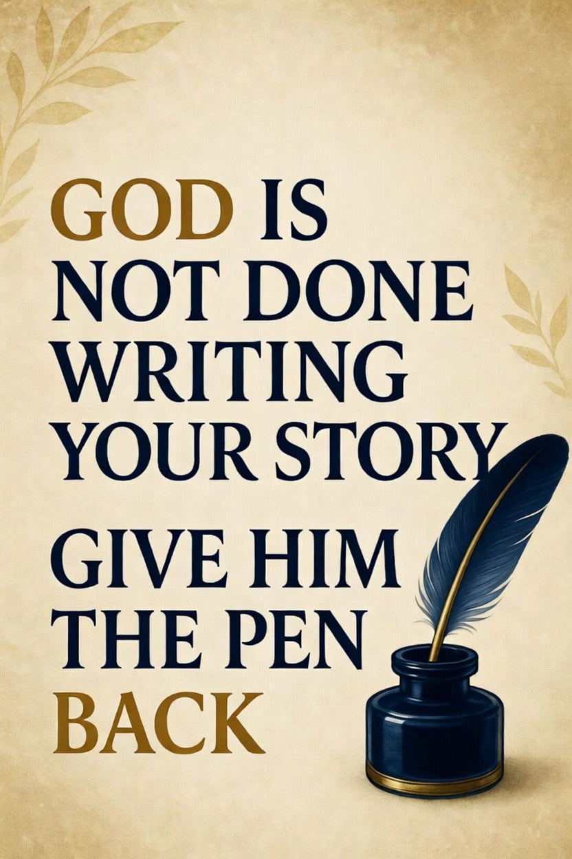 God Is Not Done Writing Your Story Mug | Inspirational Religious Quote, Black Accent Coffee Mug