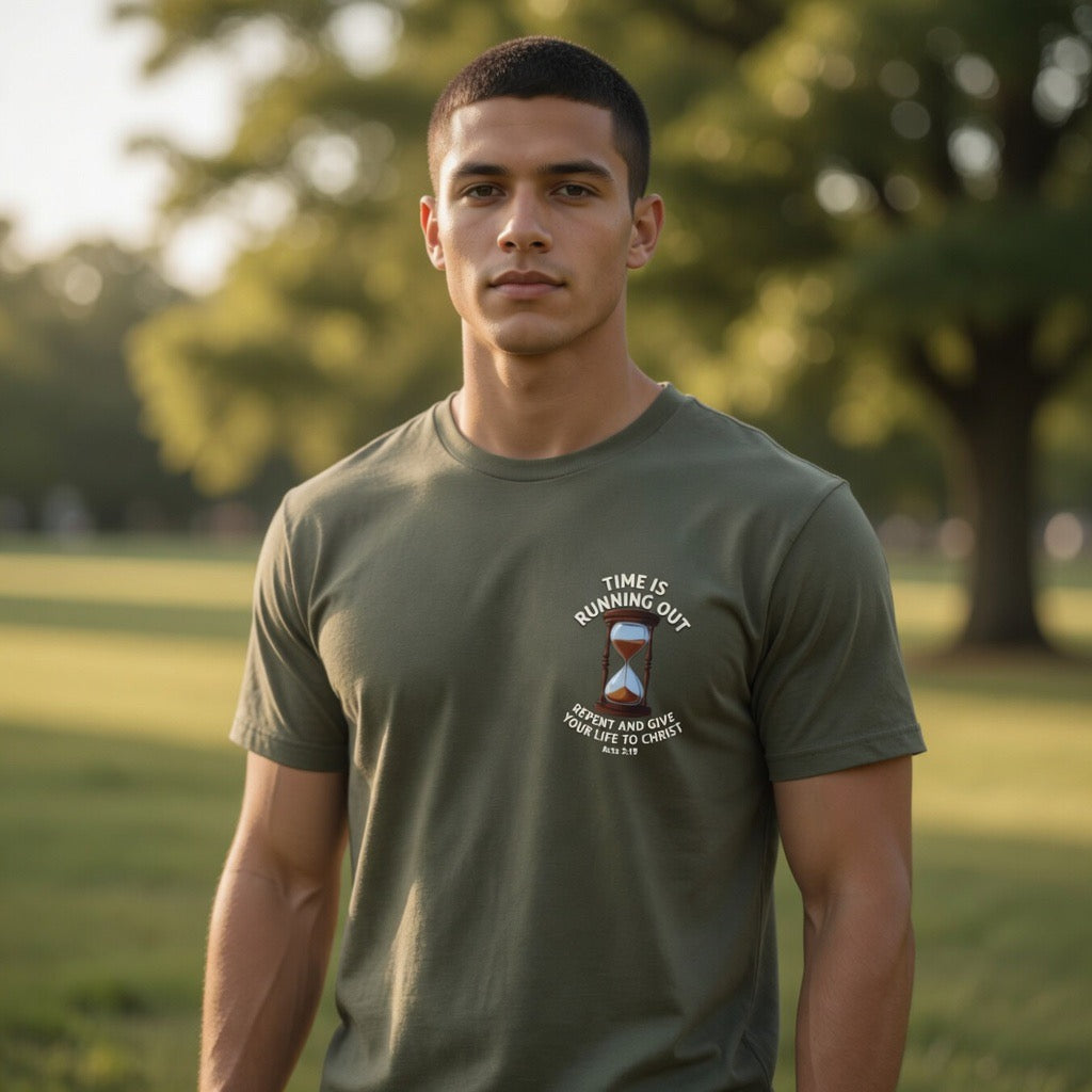 Repent and Be Saved| Time Is Running Out hourglass tee | Acts 3:19 Christian repentance shirt, JESUS SAVES, Yeshua Heaven