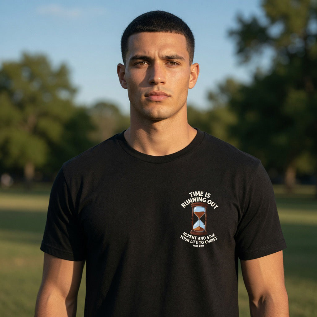 Repent and Be Saved| Time Is Running Out hourglass tee | Acts 3:19 Christian repentance shirt, JESUS SAVES, Yeshua Heaven
