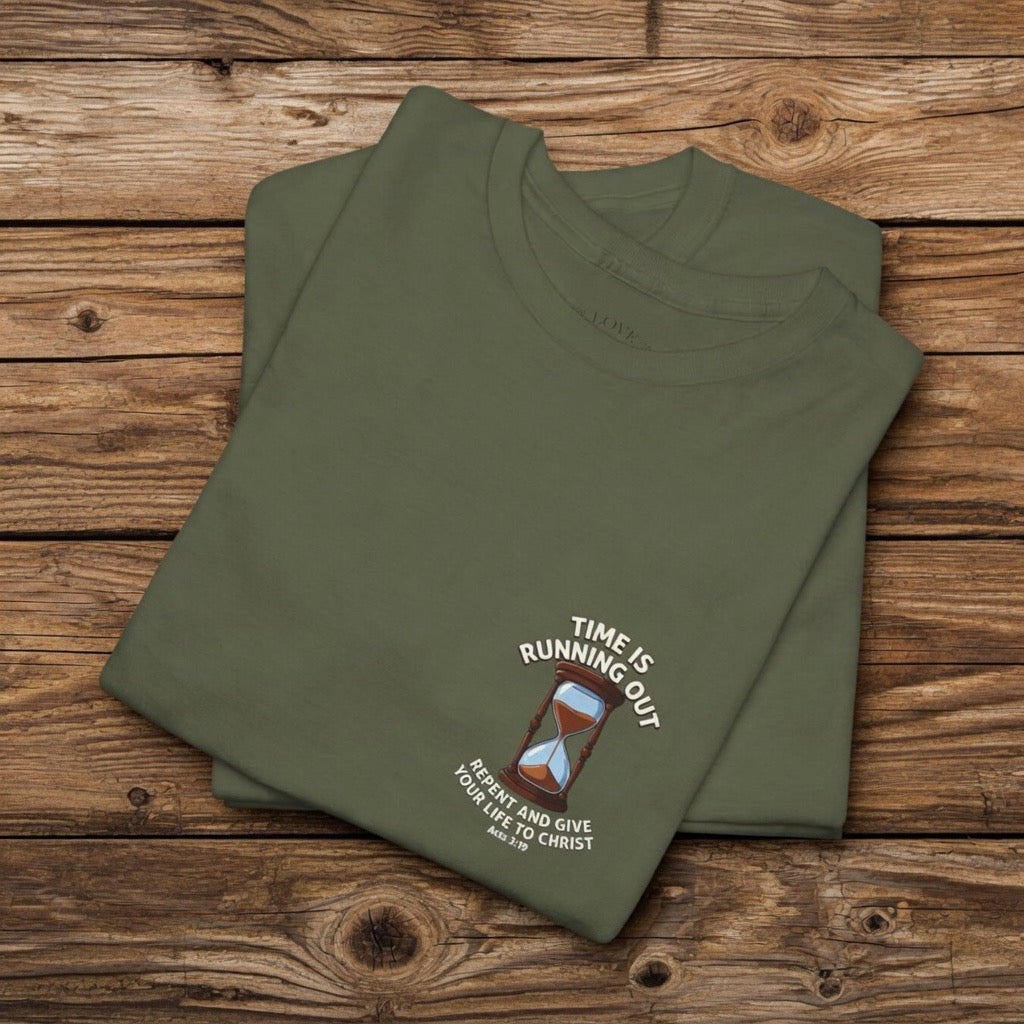 Repent and Be Saved| Time Is Running Out hourglass tee | Acts 3:19 Christian repentance shirt, JESUS SAVES, Yeshua Heaven